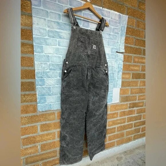 Carhartt Work In Progress acid Black Bib Double Knee Overalls large - Picture 3 of 15